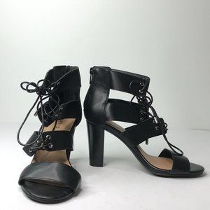 Torrid Eyelet Caged Platform Heels Size 7.5 W Lace Up Black 3.5" Heel